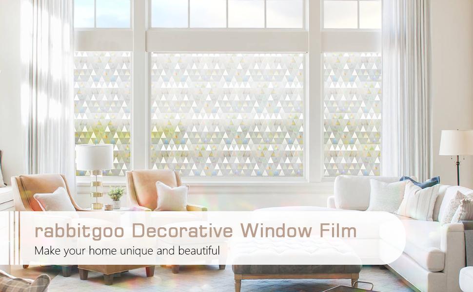 rabbitgoo Privacy Window Film Rainbow Window Cling 3D Decorative Window