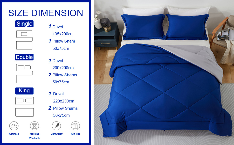 beeweed Double Size Duvet, 10.5 Tog Down Alternative Comforter Set with