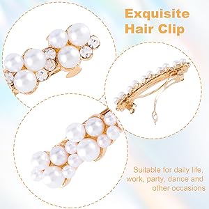 Pearls Rhinestones Hair Sanp Clips