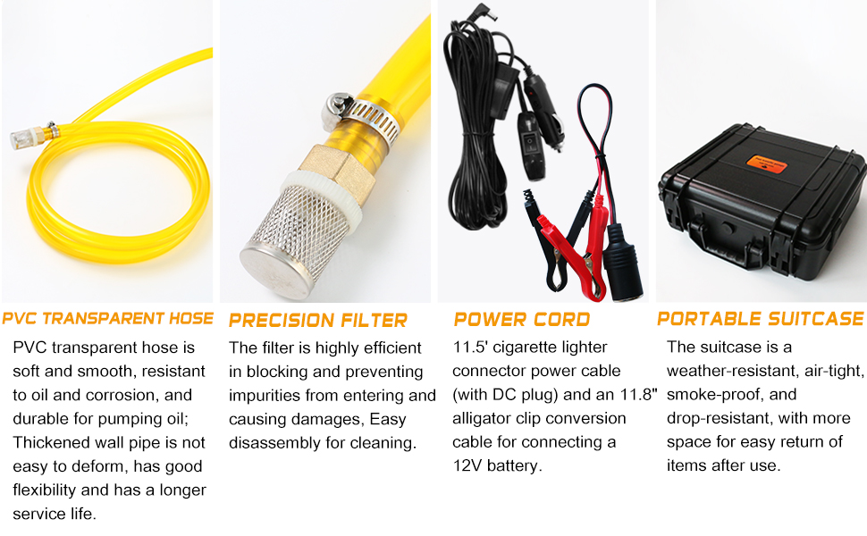 12V Fuel Transfer Pump Set,75W Gasoline Transfer Pump