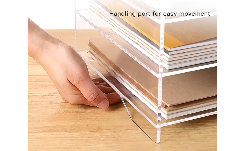 Paper File Storage Tray for Office Organization, Clear