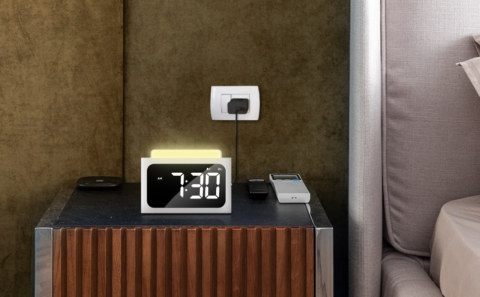 NOKLEAD Digital Alarm Clock for Bedroom Large 4.8" LED Display with 7