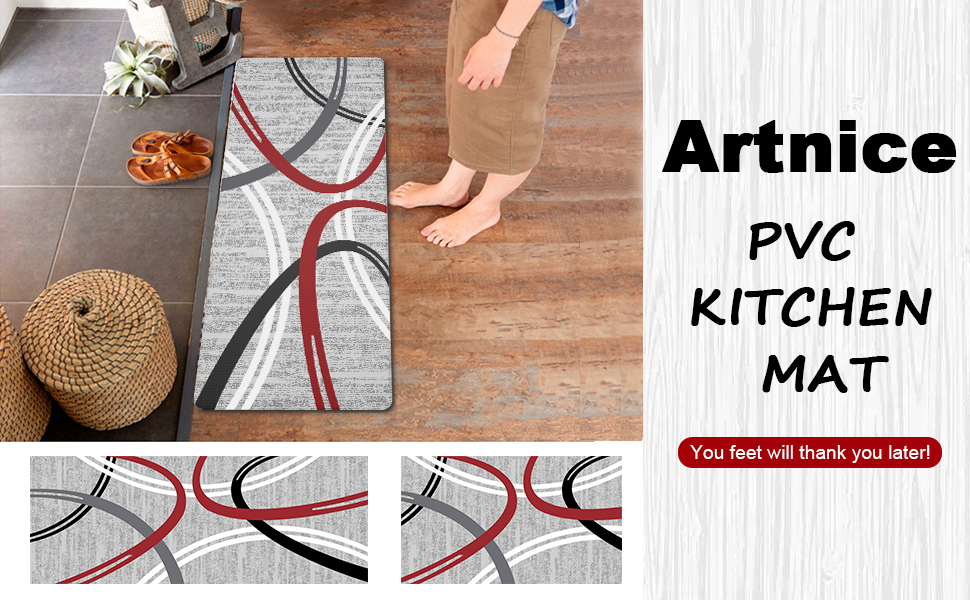 Artnice Kitchen Mats 2 Piece, Modern Abstract Design Kitchen Rugs