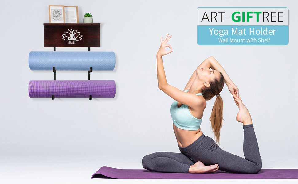 ARTGIFTREE Yoga Mat Holder Wall Mount, Yoga Mat Storage