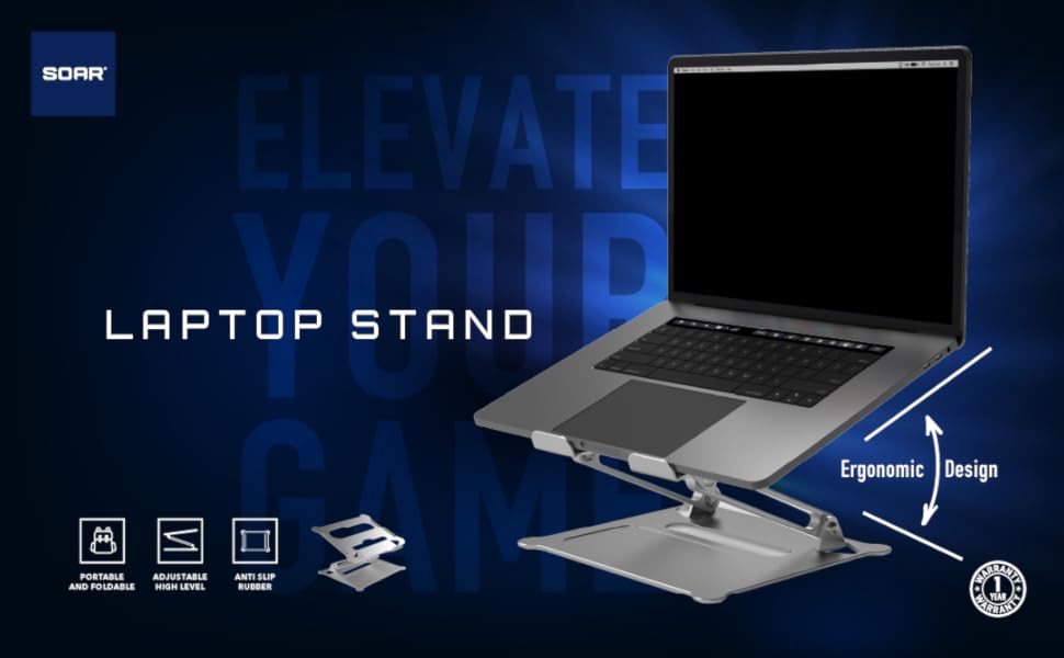 SOAR Portable Aluminum Laptop Stand Height Adjustable