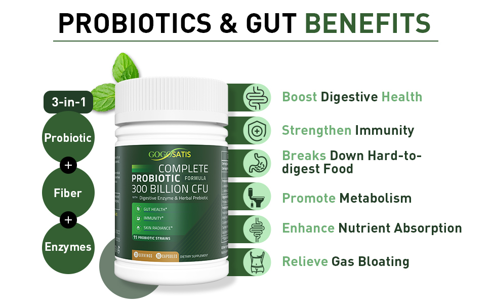 GOGOSATIS Probiotics for Women and Men, 300 Billion CFU 11