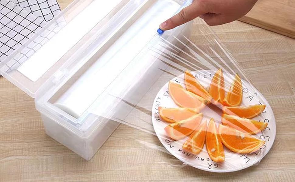 HULPPRE Cling Film,HealthFriendly Food Wrap Roll with Slide Cutter,Food Storage Container,Keep