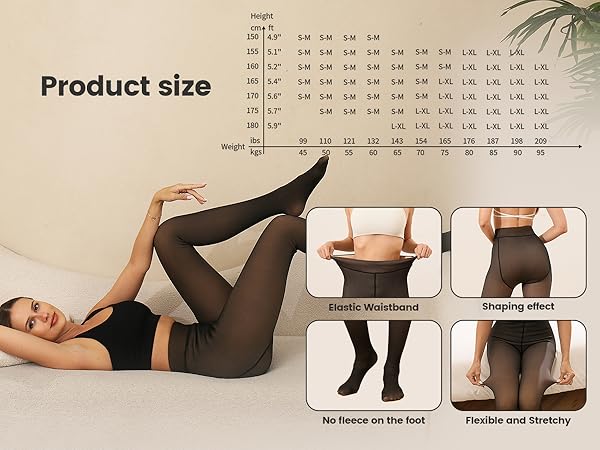 CHLDYCST Fleece Lined Tights Women Warm Pantyhose leggings