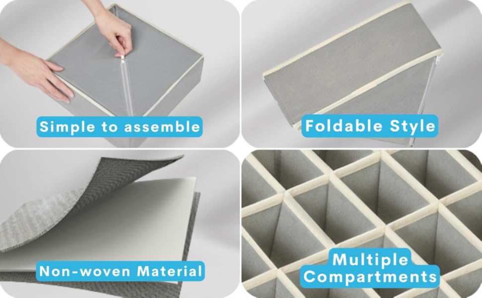 10 Pack Fabric Drawer Dividers Dresser Organizer, 92 Cell