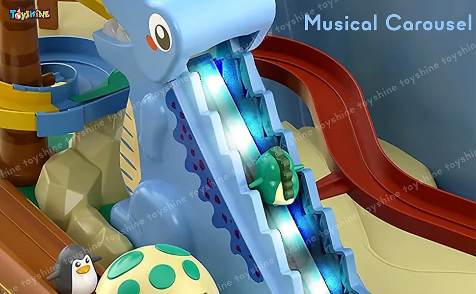 Buy Toyshine Dinosaur Themed Track Set with Large Sliding Obstacle ...