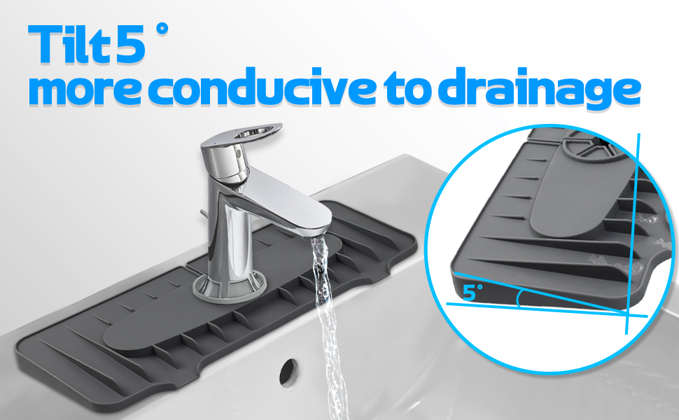 Silicone Faucet Splash Guard, 14.25 Inch Faucet Water Catcher Mat, Two