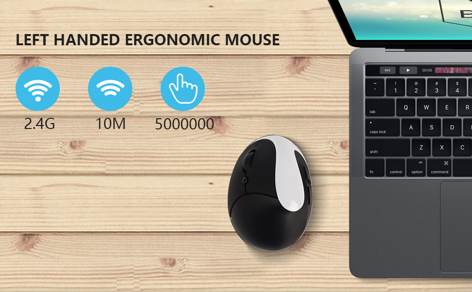 Sunffice LeftHanded Mouse,Ergonomic Vertical Rechargeable