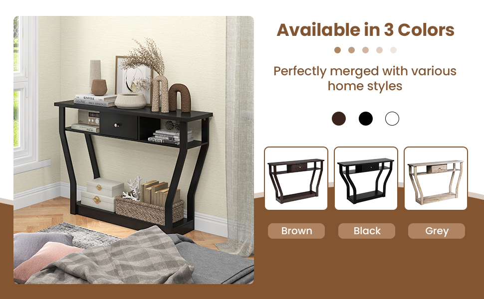 Giantex 120 CM Multifunction Console Table, 3Tier Accent Sofa Table w