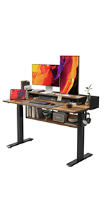 standing desk with shelf