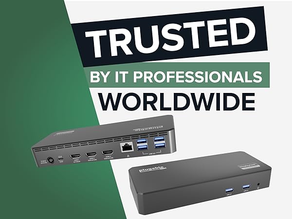 Laptop docking station 3 monitors with DisplayLink, USB 3.0, and Ethernet for IT pros.