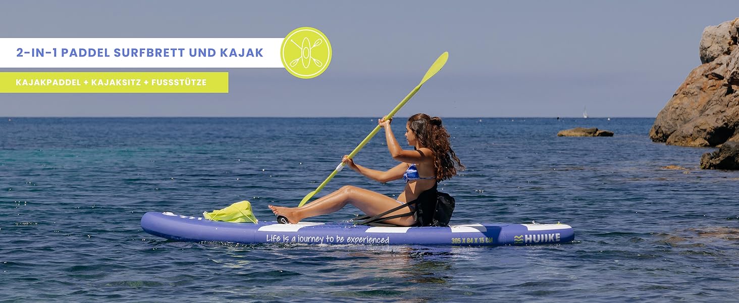 Stand Up Paddle Board, das sich in ein aufblasbares Kajak verwandeln lässt