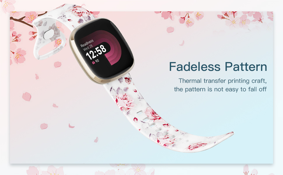 IMIVIO Floral Strap Compatible with Fitbit Versa 4 Straps/Fitbit Versa