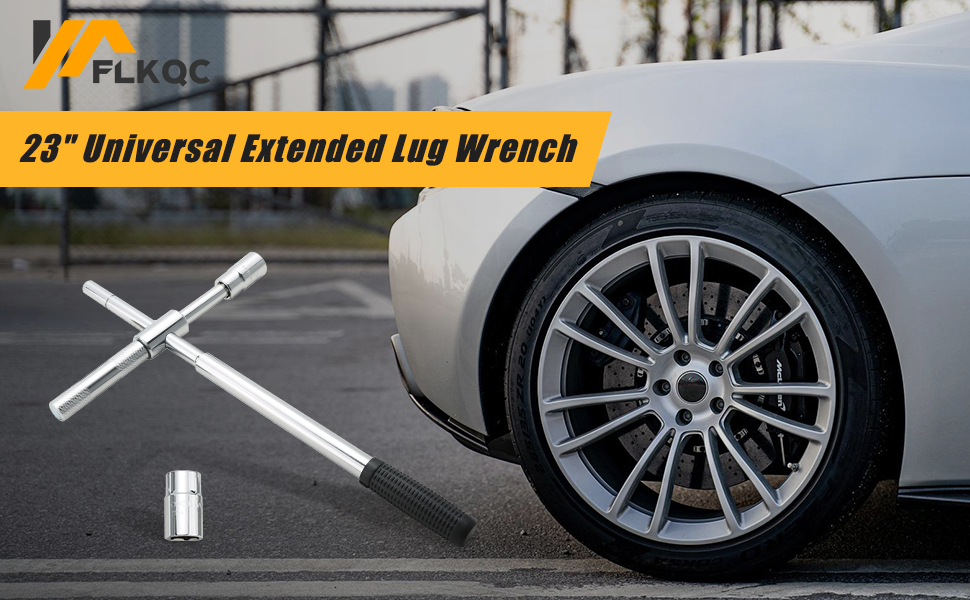 FLKQC 23" Universal Extended Lug Wrench, 4 Way Tire Iron