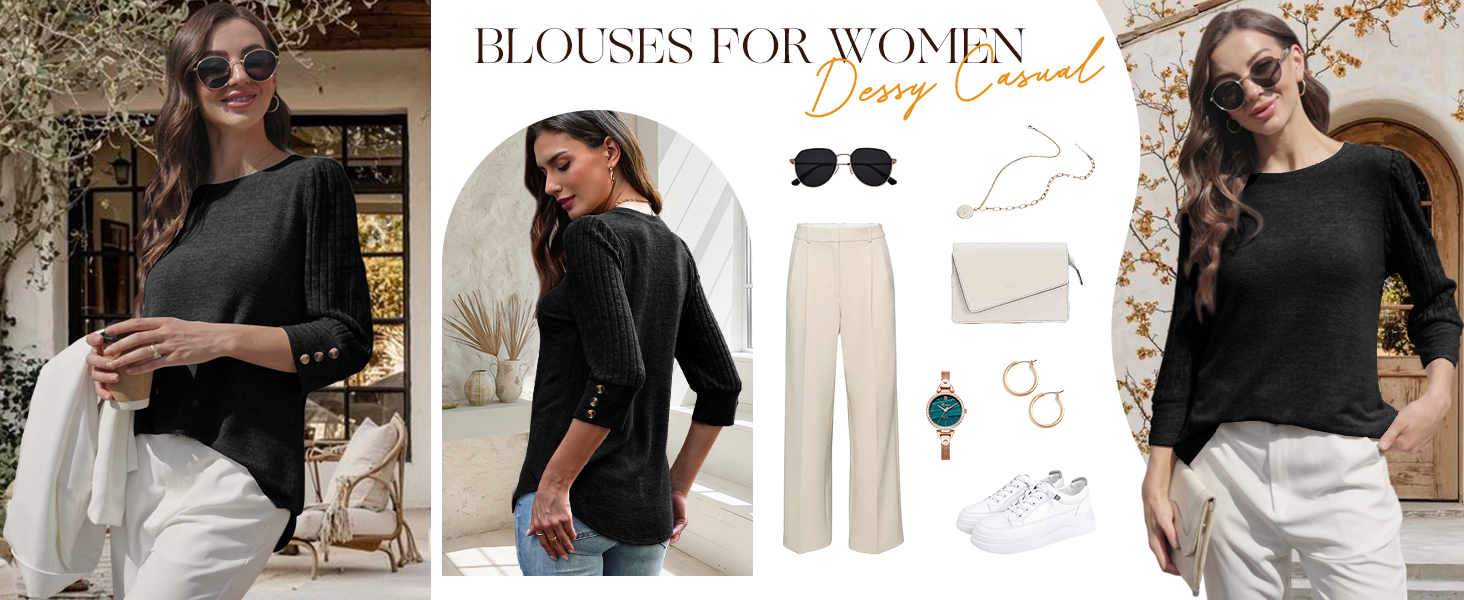 Long Sleeve Shirts for Women Early Fall Fashion Blouses for Women Dressy Business Casual