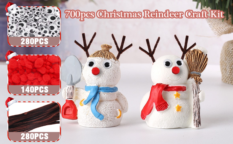 Fowecelt Brown Pipe Cleaners Reindeer 700pcs Christmas Reindeer Craft