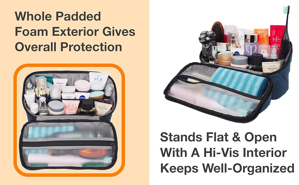 apaval dopp kit stands flat and open