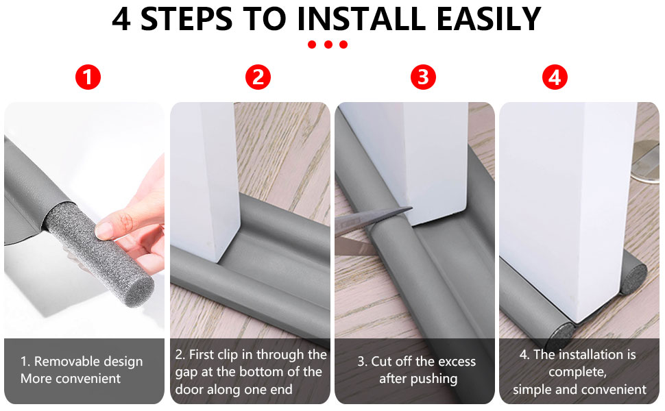 Under Door Seal, Flexible Double Door Bottom Sealing Strip Draft Stopper Excluder Noise Gap Door
