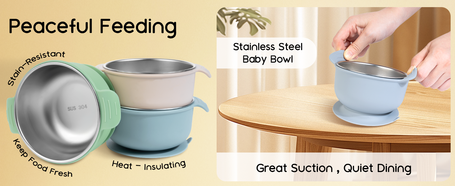 Stain-resistant, keep food fresh, heat-insulating, giving parents peace of mind when feeding toddler
