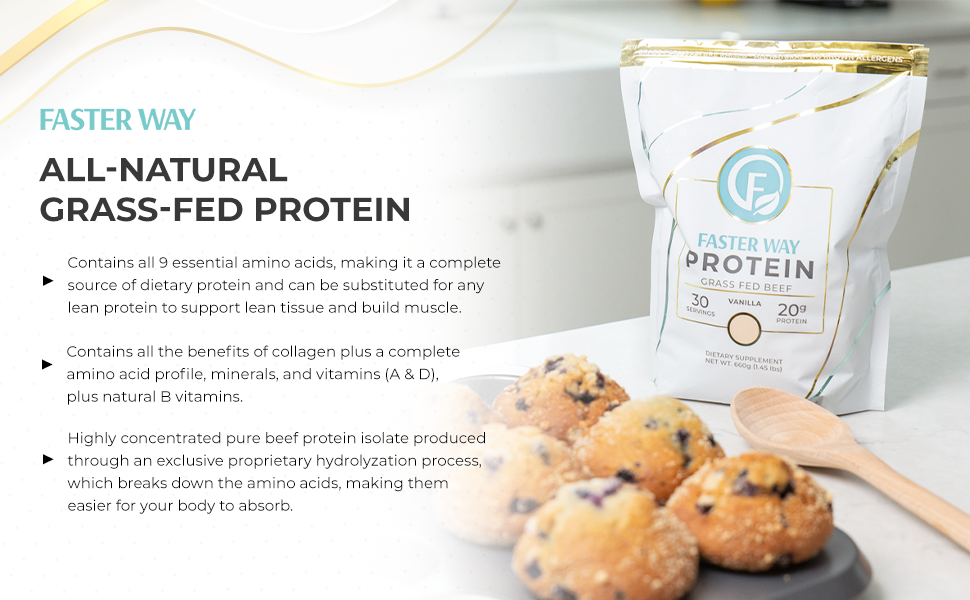 FASTer Way to Fat Loss Grass Fed Protein Powder Vanilla