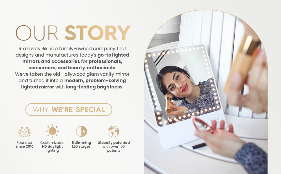Riki Skinny Smart Vanity Mirror with HD LEDs, Magnifying Mirror