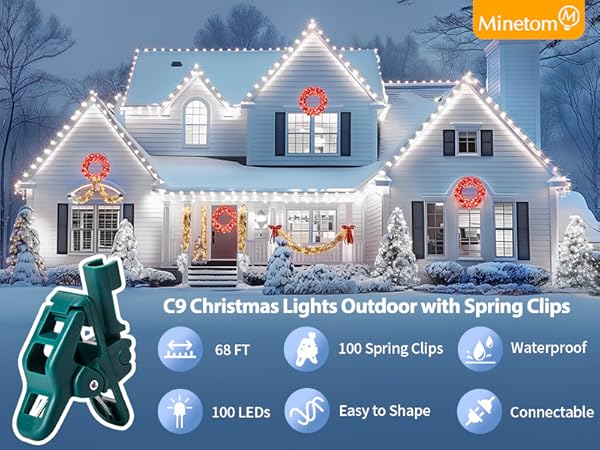 Amazon.com: C9 LED Christmas Lights Outdoor, 68 Feet 100 LED