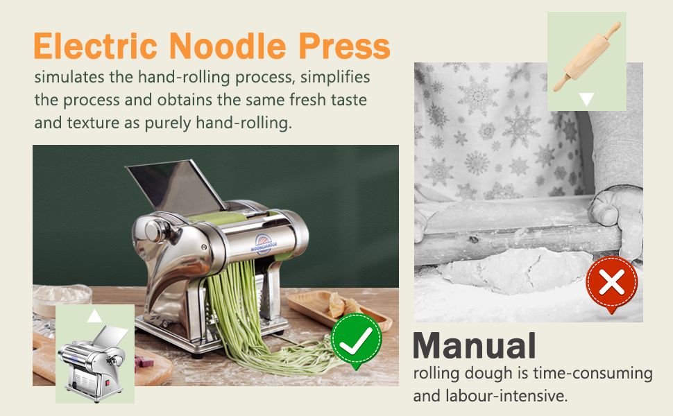 Moongiantgo Fresh Pasta Machine Professional, Stainless Steel, with 1