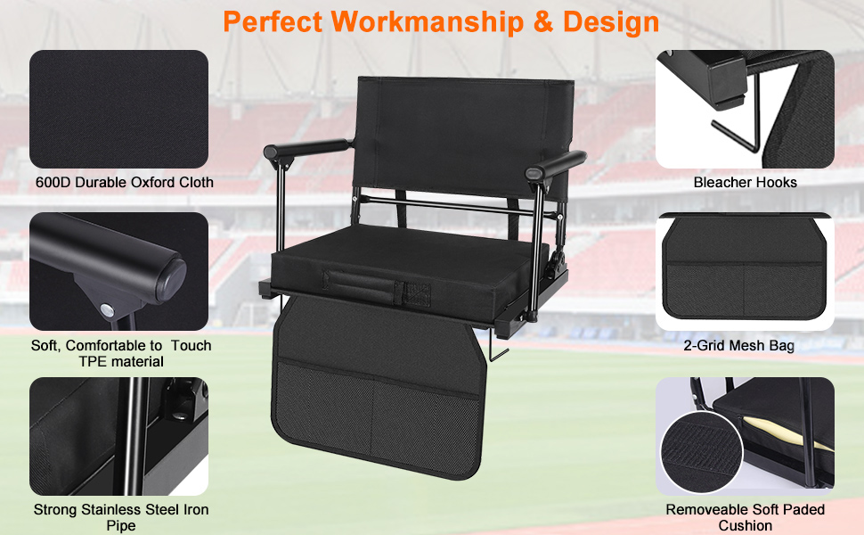 Stadium Seats for Bleachers with Armrests, Portable Stadium