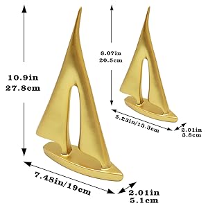 Golden Sailboat Statue Home Decor