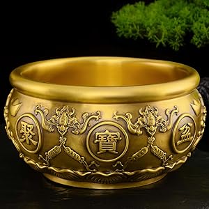 Amazon.co.jp: 聚寶盆 置物 富と幸運 銅製 真鍮 風水置物 縁起物