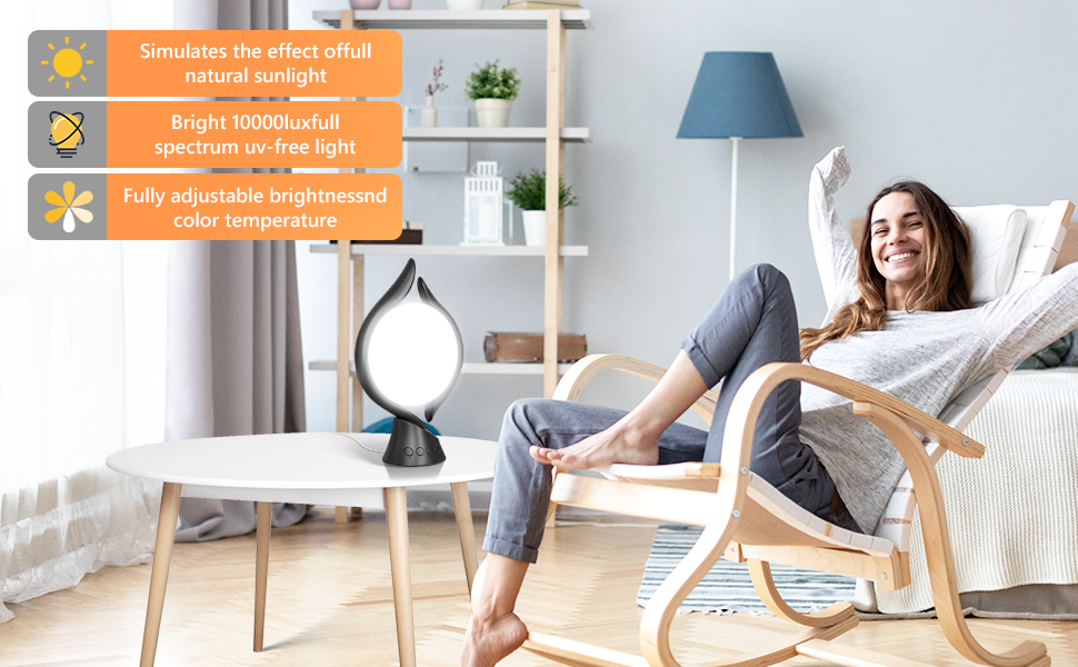 Light Therapy Lamp, 3 Color Temperature Modes Therapy LightUVFree LED Happy Mood