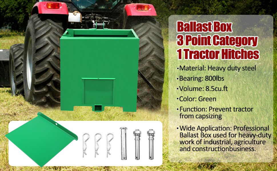 Eachbid 3 Point Ballast Box, Heay Duty Steel 800lbs