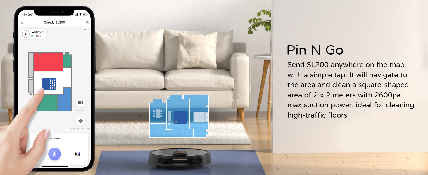 Coredy SL200 Laser Robot Vacuum Cleaner, 2600Pa Strong Suction with