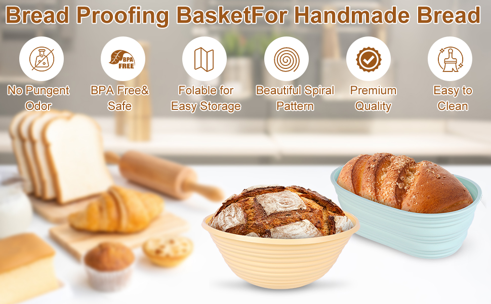 Silicone Bread Proofing Basket for Sourdough 2Set