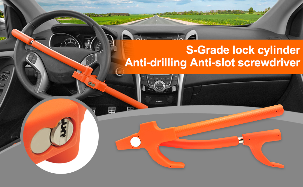 KAYCENTOP Car Steering Wheel Lock, Foldable Double Hook Car