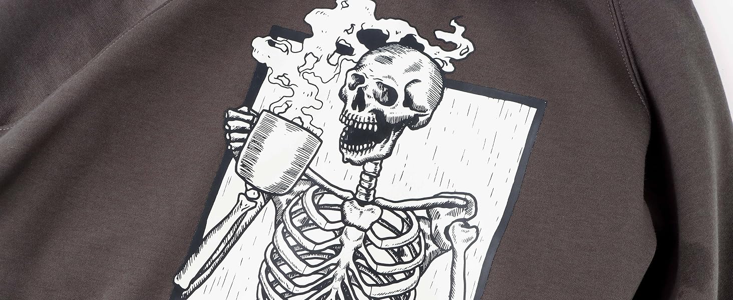 skull graphic print hoodies for women oversized loose fit fleece hooded sweatshirt tops