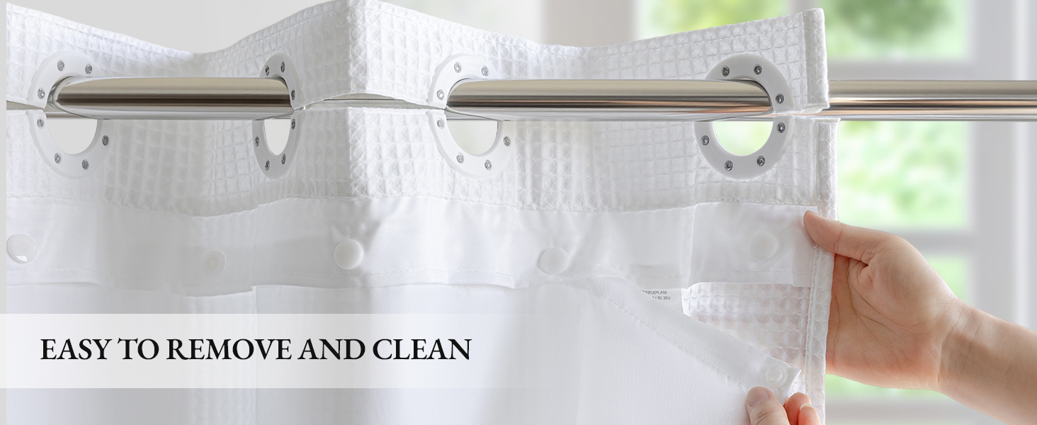 shower curtain with snap in liner