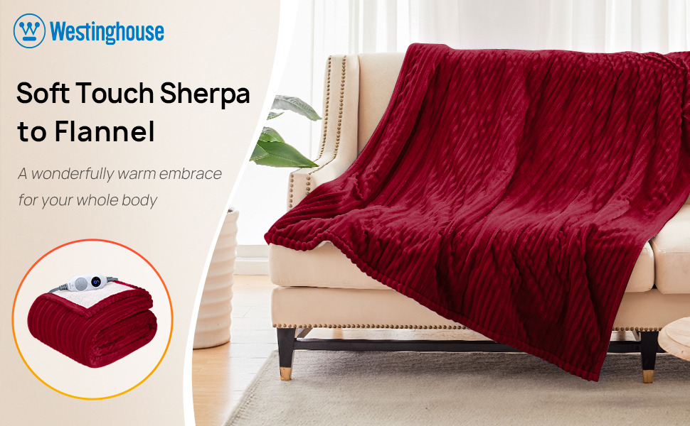 Westinghouse Heated Throw Electric Blanket 84"x90" with 6