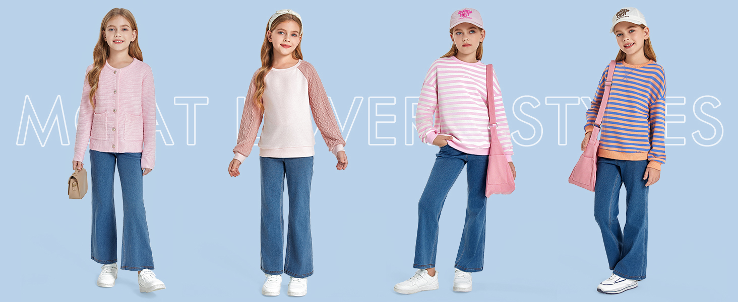 Girls Bootcut Leggings Bootleg Yoga Pants Flare with 4 Pockets,Tummy Control High Waisted Jeans