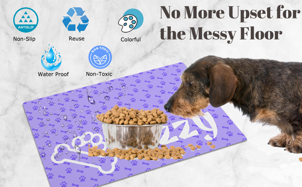 Personalized Dog Cat Food Mats Pu Leather Custom Dog Mat