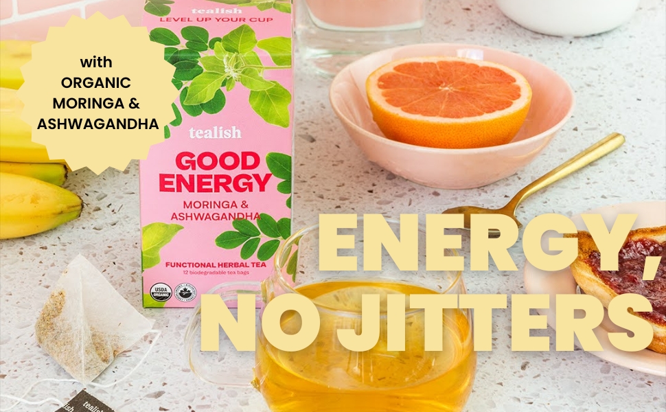 energy tea, herbal tea, ashwagandha, moringa, tea, tea bags, organic tea