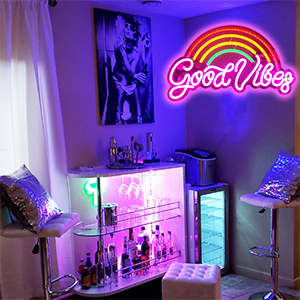 Amazon.co.jp: Good Vibesネオンサイン 調光可能な虹LEDネオン