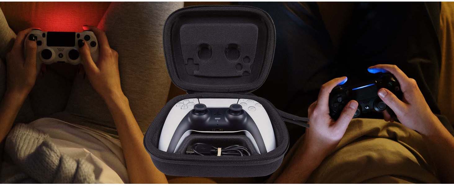 Khanka Hard Travel Case for Sony PlayStation 5 PS5 DualSense Wireless Controller and Cables.(Case only) 9 1