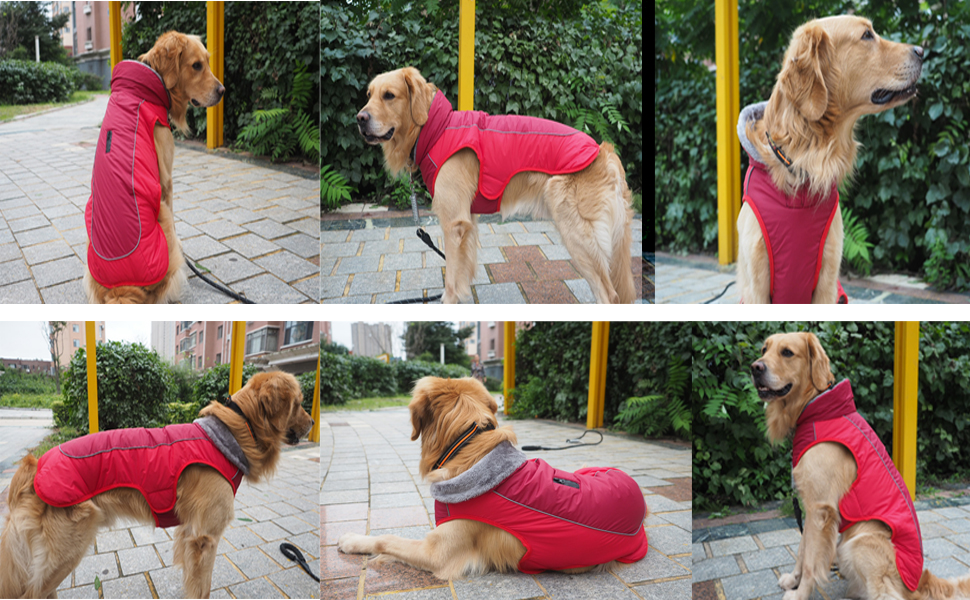 Idepet Dog Coat Warm Jacket,Waterproof Pet Coat Snowsuit,Reflective