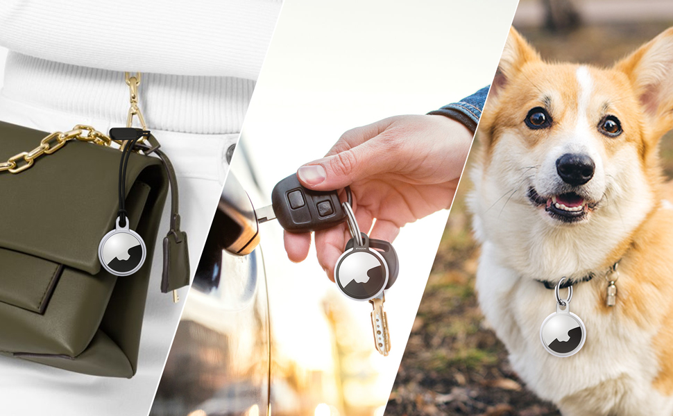 [2Pack] Stouchi AirTag Keyring Stainless Steel Air Tag Case Holder