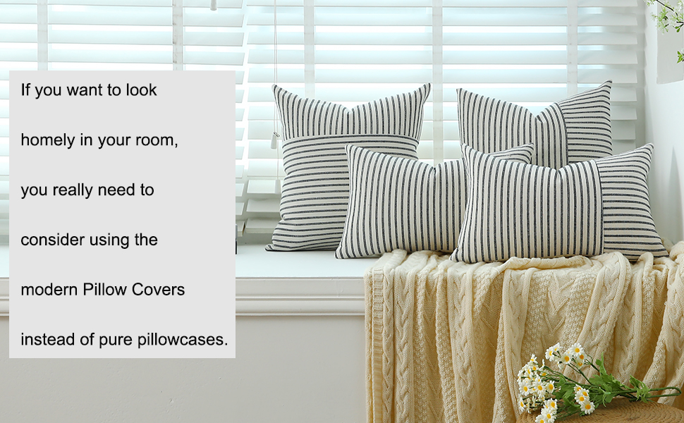 Throw Pillow Covers 18 x 18 Inch Farmhouse Pillow Covers